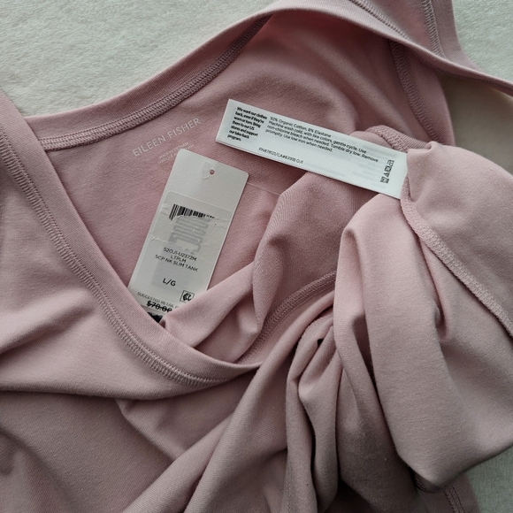 Eileen Fisher Tank Organic Cotton Stretch Jersey Scoop Neck Light Plum L NWT - Picture 11 of 12
